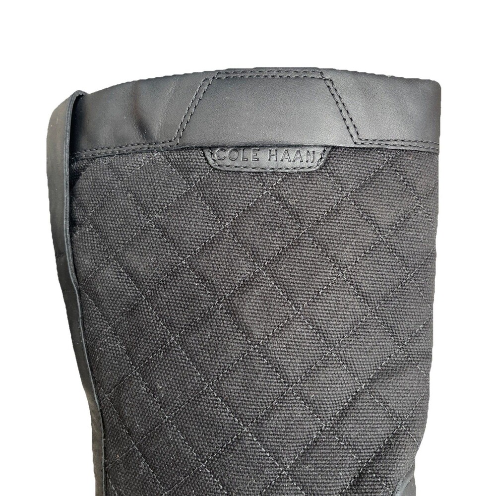 Cole Haan Quilted Women’s Pull  On Mid-Calf Boots Black Leather 7.5 Waterproof - Picture 12 of 13
